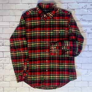 Ralph Lauren Red and Green Plaid Flannel Shirt